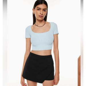Aritzia Babaton Sculpt Knit Squareneck Top Womens Size Large Light Blue